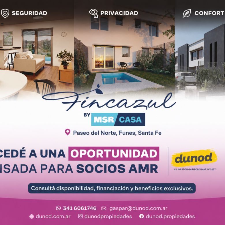 Fincazul: casas en condominio con jardín y piscina propia en Funes